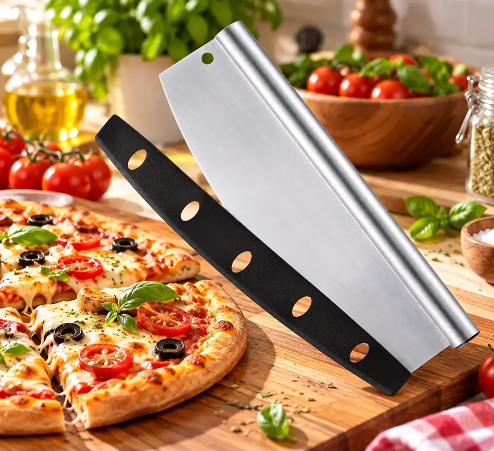 Cortador De Pizza Pan Acero Inoxidable Hoja Basculante 35cm