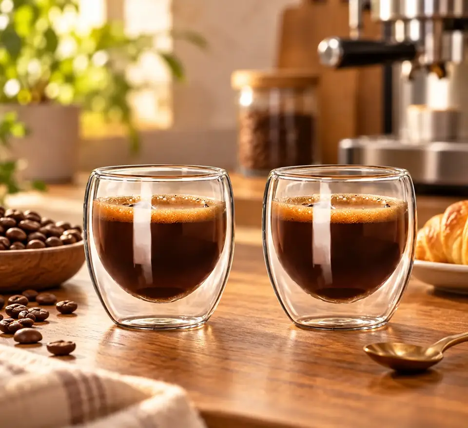 Pack 2 Vasos 80ml De Vidrio Doble Pared Café Expreso