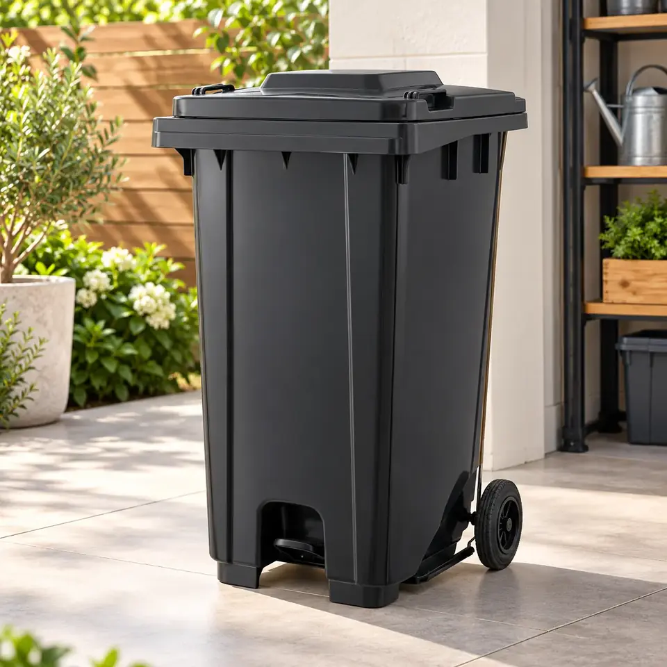 Contenedor de Residuos con Pedal y Ruedas 120 Litros