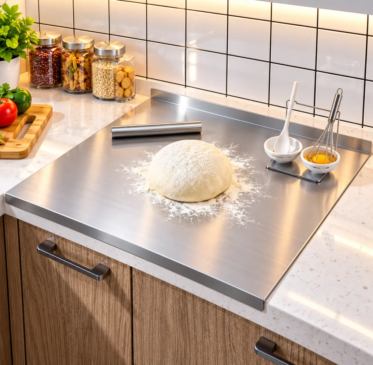 Tabla De Cocina Acero Inoxidable Para Amasar Picar Cortar