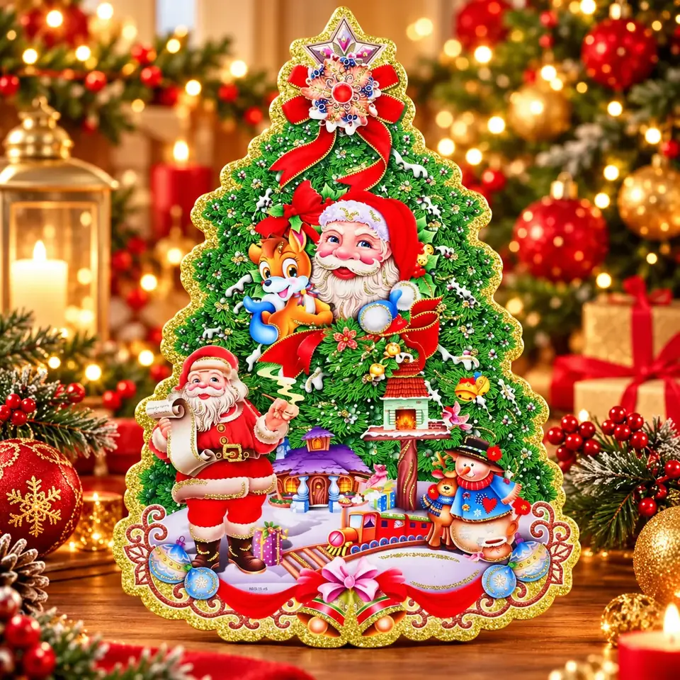 Adorno navideño de cartón para pared 25x18cm