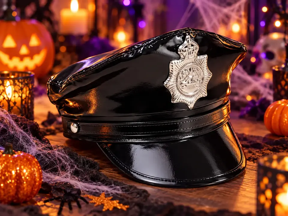 Sombrero de policía Negro para cotillón y Disfraces
