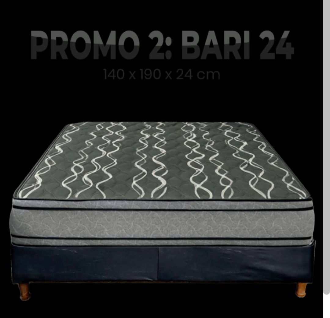 Sommier Bari 2 1/2 Plazas 140 x 190 cm con Colchón 24 cm