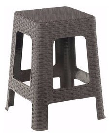 269807/MARR - BANQUETA PLASTICA SIMIL MIMBRE MARRON UKU