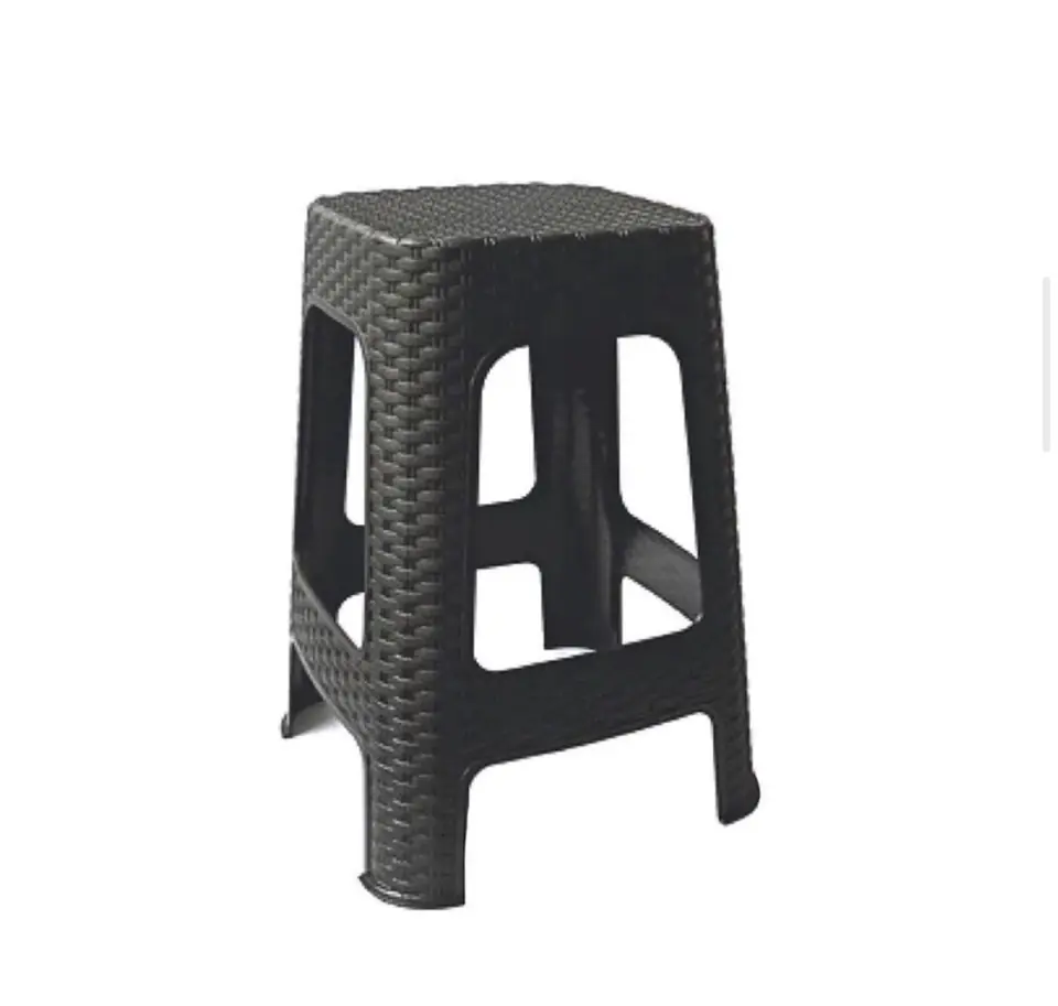 269807/NEGR - BANQUETA PLASTICA SIMIL MIMBRE NEGRA UKU