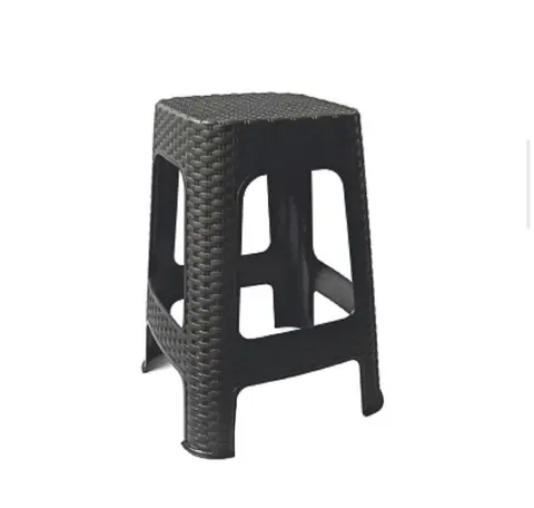 269807/NEGR - BANQUETA PLASTICA SIMIL MIMBRE NEGRA UKU