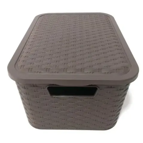 404164/MARR - ORGANIZADOR SIMIL MIMBRE CON TAPA MARRON 36 x 26 x 16.5 UKU N2