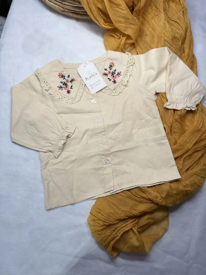 Camisa con cuello bordado