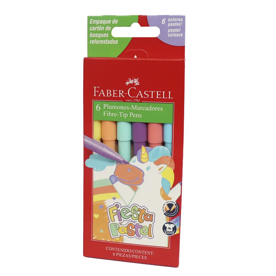 Marcadores  Finos Pastel x6 Faber-Castell