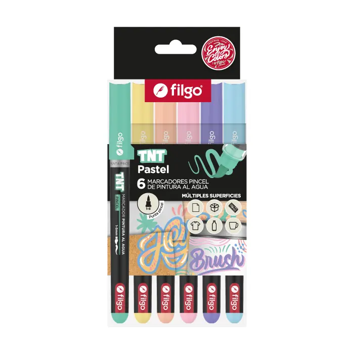 Marcador TNT Pincel Pastel x6 Filgo