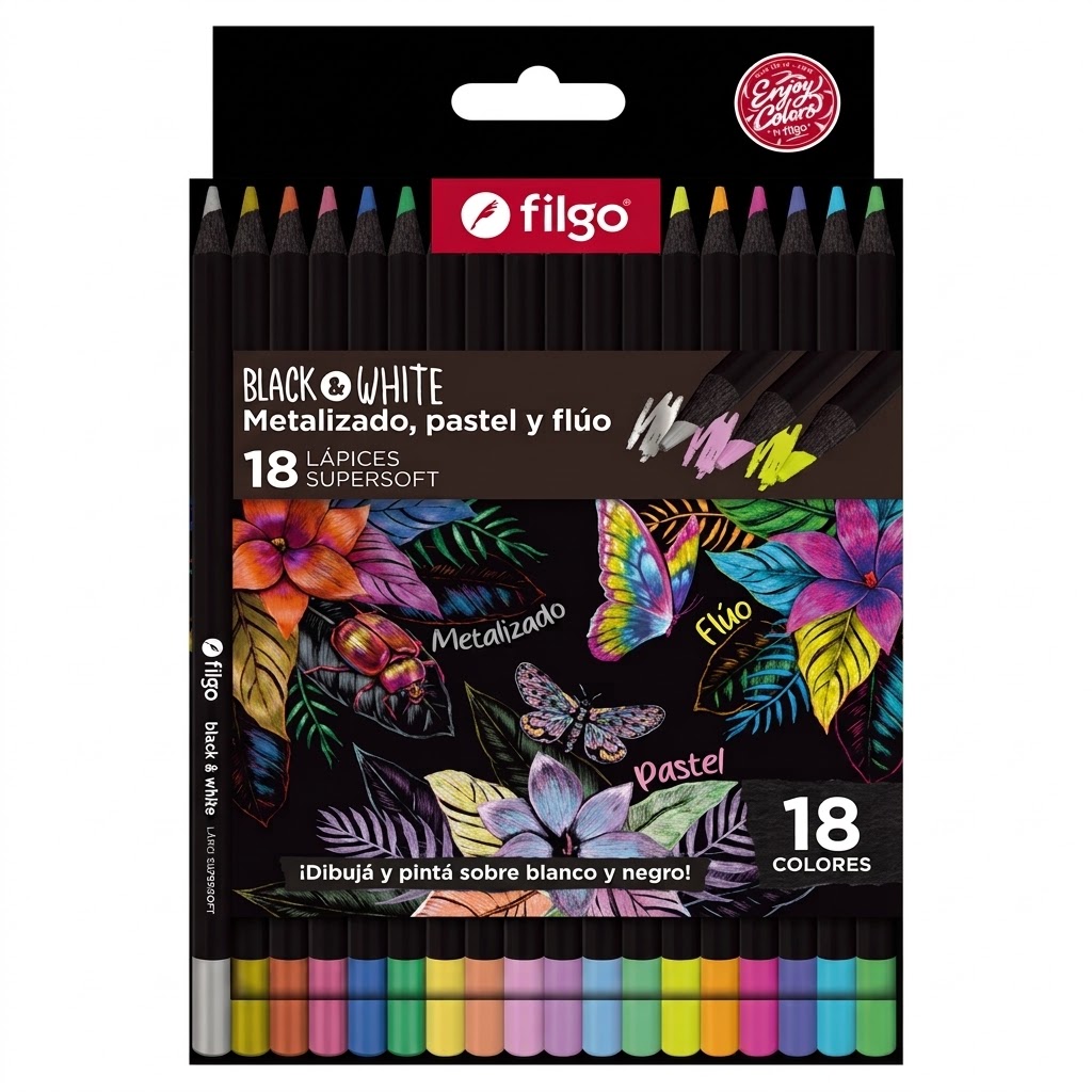 Lápices Filgo Black & White SuperSoft x18