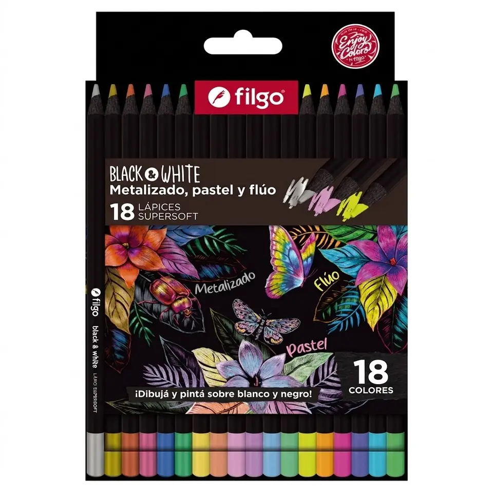 Lápices Filgo Black & White SuperSoft x18