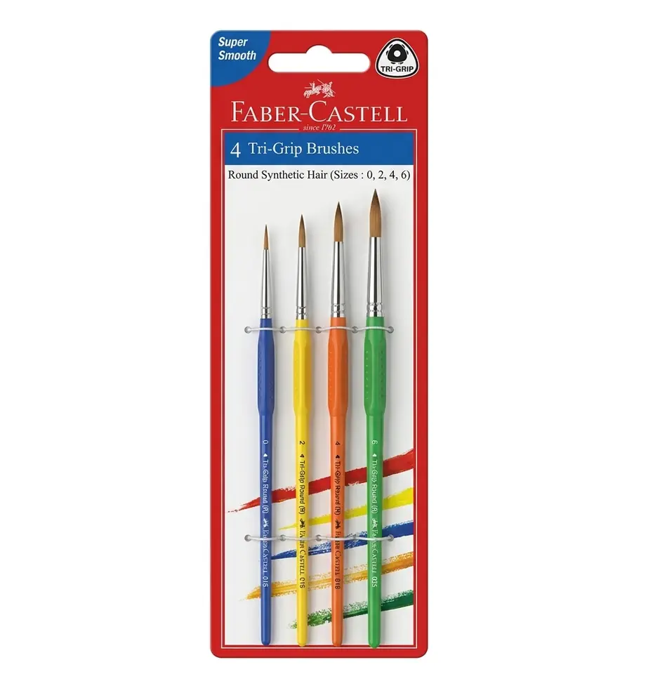 Pinceles Redondos Tri-Grip x4 Faber-Castell
