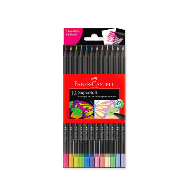 Lápices de Colores Faber-Castell SuperSoft Pastel & Neón (x12)