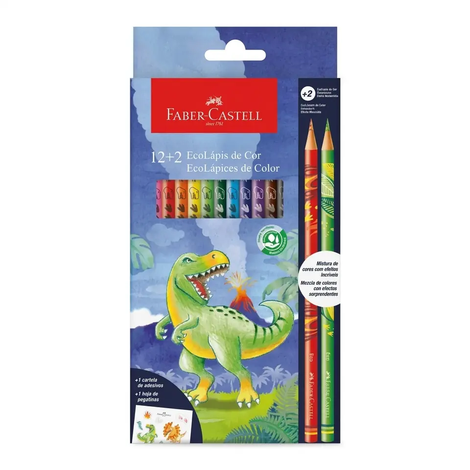 Lapices de Colores Dinosaurios Faber-Castell x12+2