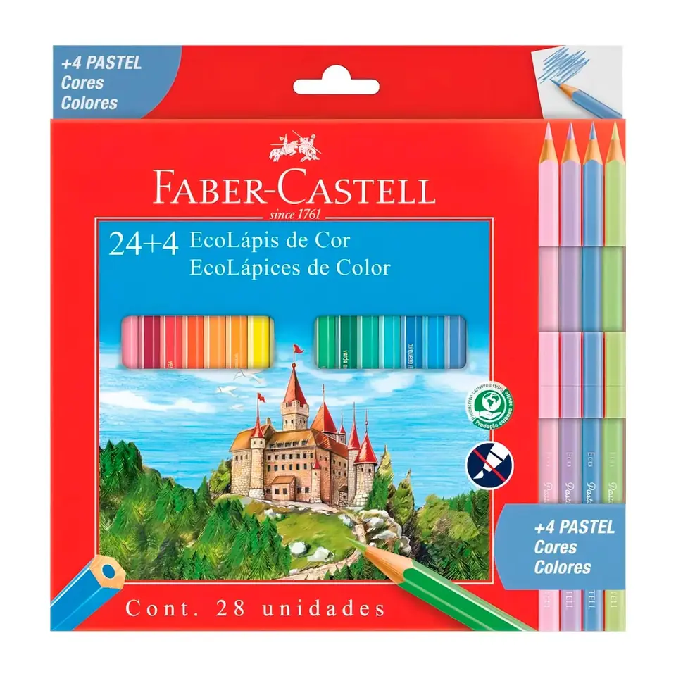 Lápices Faber Castell x24 largos + 4 pastel