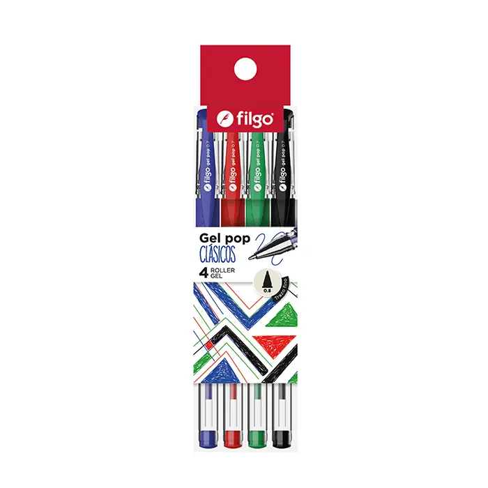 Boligrafo Gel Pop Clásicos x4 Filgo