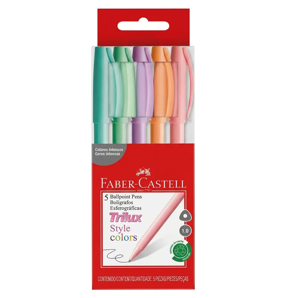 Boligrafo Trilux Colores Pastel x5 Faber-Castell