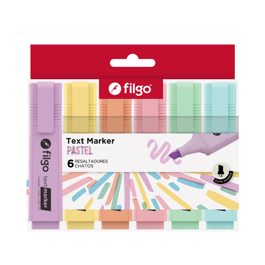 Resaltador Text Market Pastel x6 Filgo