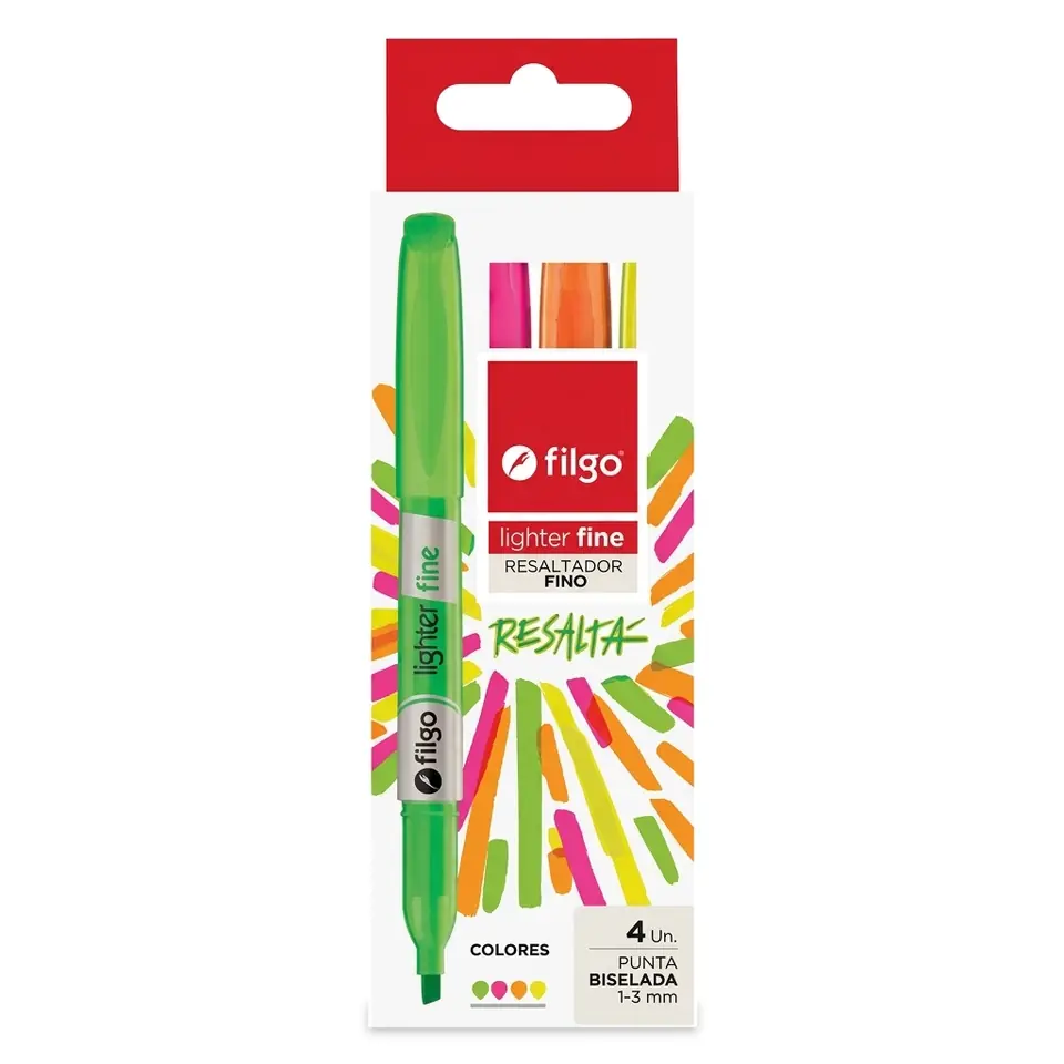 Resaltador Ligther Fine Fluo x4 Filgo