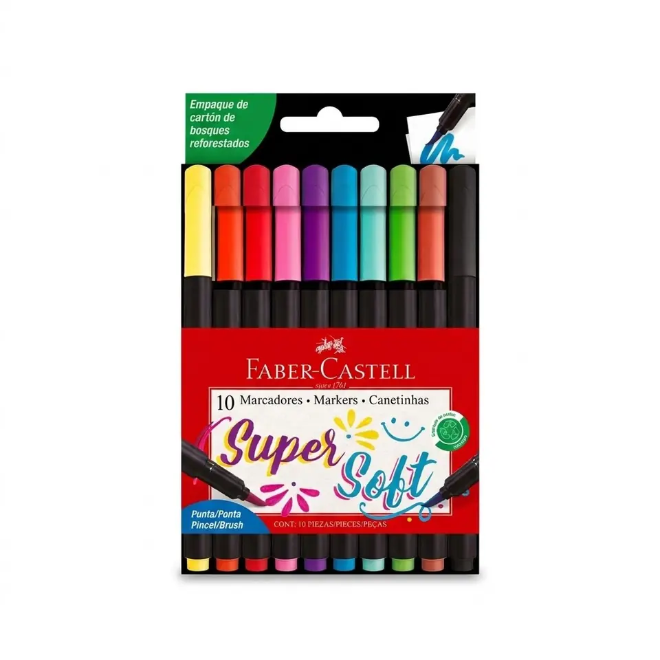 Marcadores Supersoft Punta Pincel x10 Faber-Castell