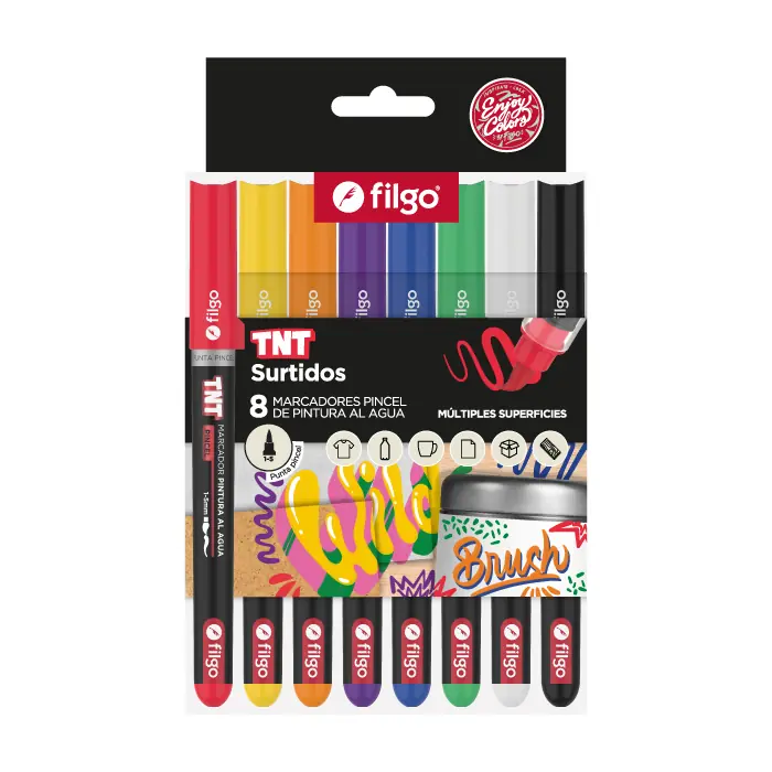 Marcador TNT Pincel Surtido x8 Filgo