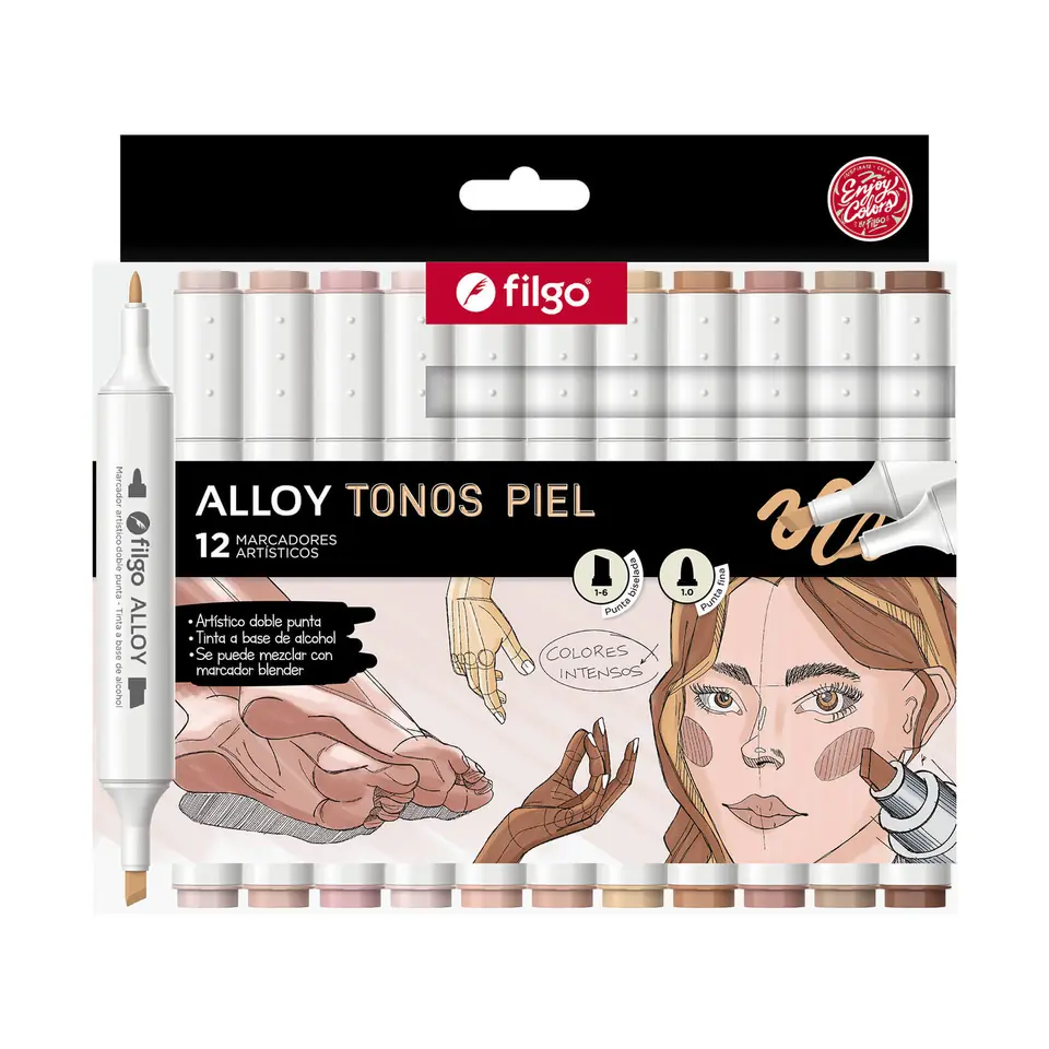 Marcadores Alloy Tonos Piel x12 Filgo