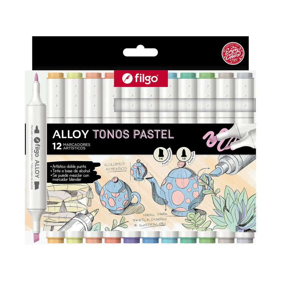 Marcadores Alloy Tonos Pastel x12 Filgo