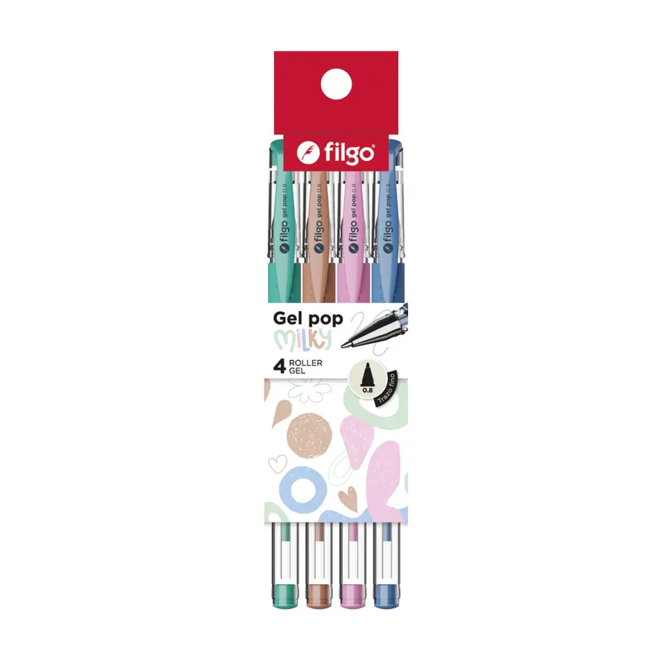 Boligrafo Gel Pop Milky x4 Filgo