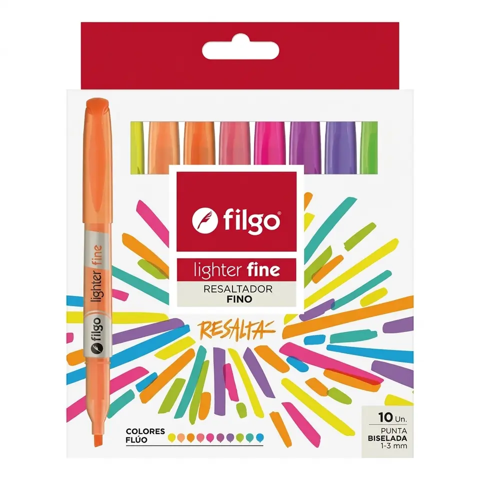Resaltador Ligther Fine Fluo x10 Filgo