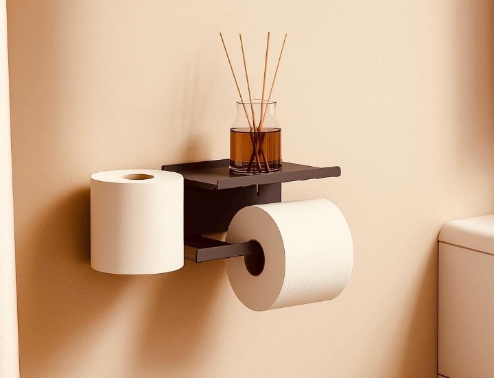 Portarrollos Doble Para Baño Con Estante Repisa