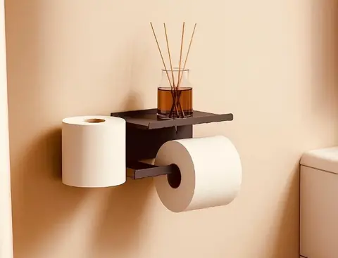 Portarrollos Doble Para Baño Con Estante Repisa