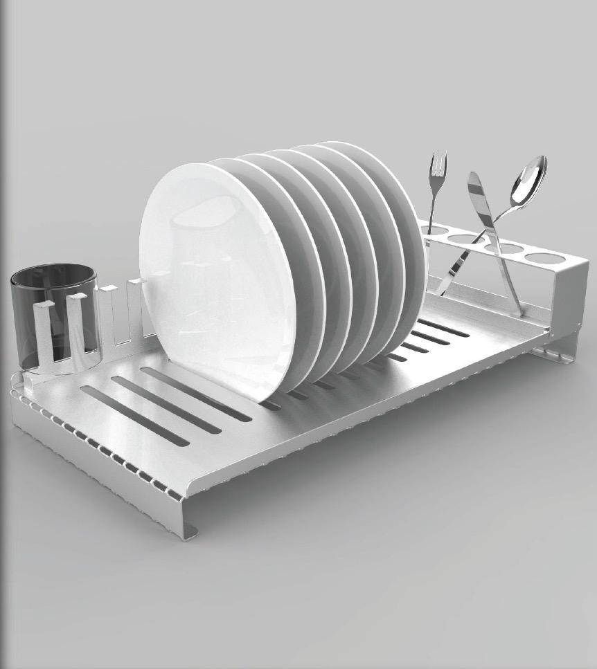 Escurridor de platos metálico con porta cubiertos