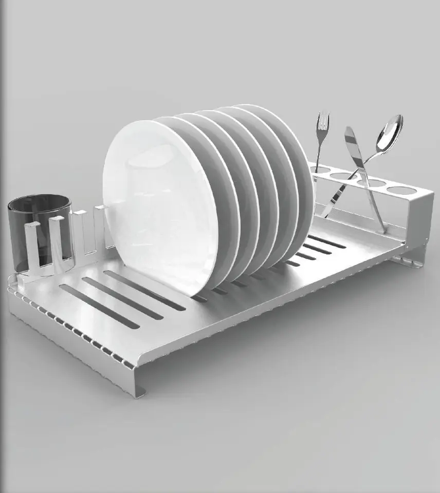 Escurridor de platos metálico con porta cubiertos