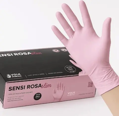 GUANTES NITRILO - TALLE S COLOR ROSA 100 UNIDADES