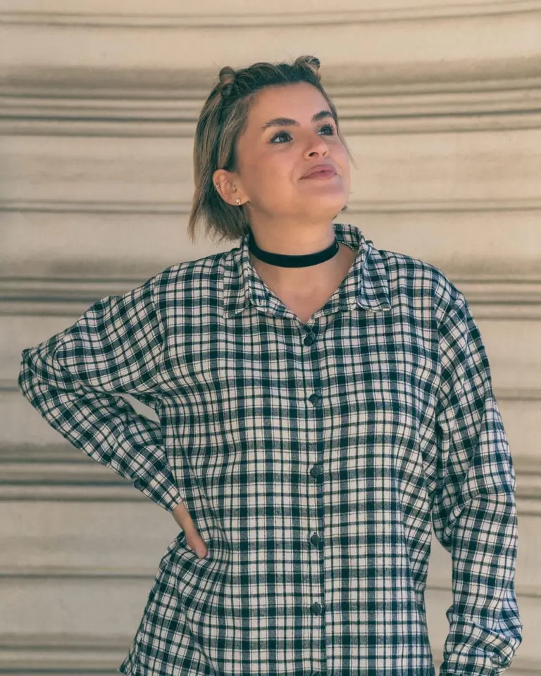 Camisa Lena cuadrille blanco y negro