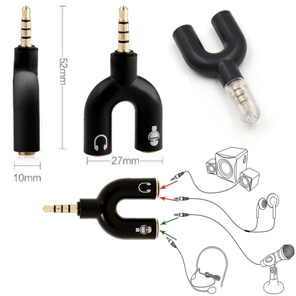 Adaptador de audio 2 en 1 (Microfono + Auricular)