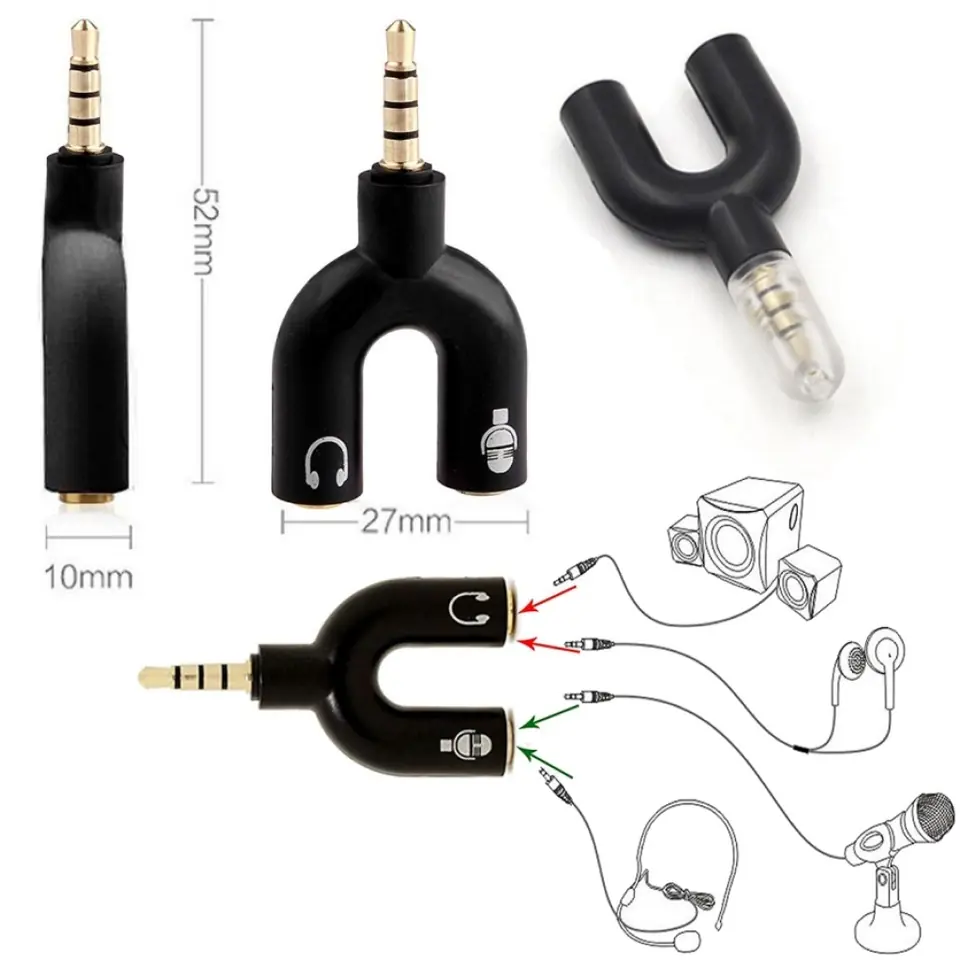 Adaptador de audio 2 en 1 (Microfono + Auricular)