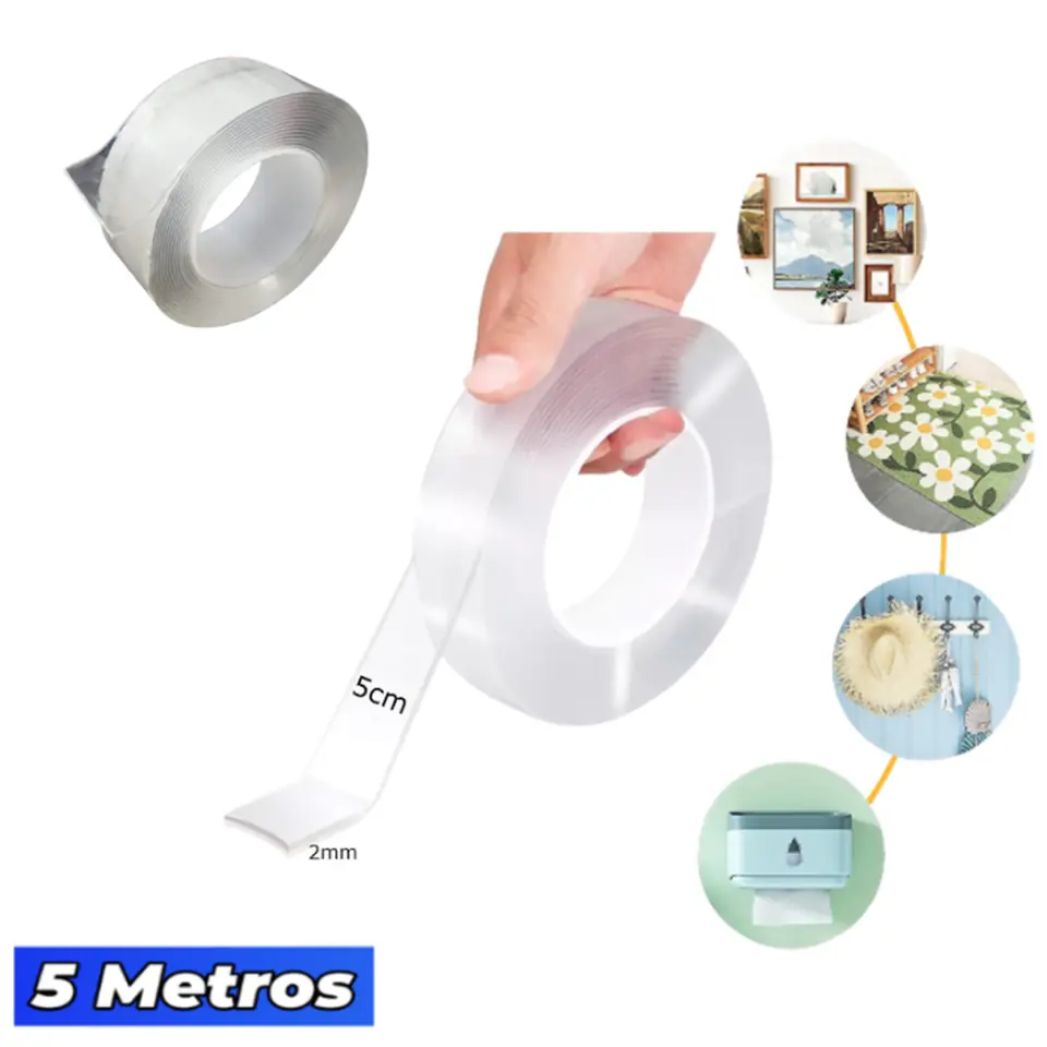 Cinta Adhesiva Magica Doble Faz/Grosor 2mm/Ancho 5cm/Largo 5mt