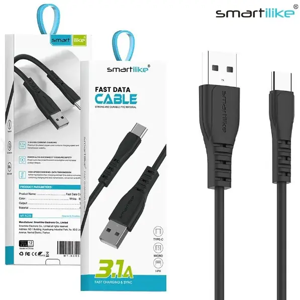 Cable USB A Tipo-C 3.1A 1MT