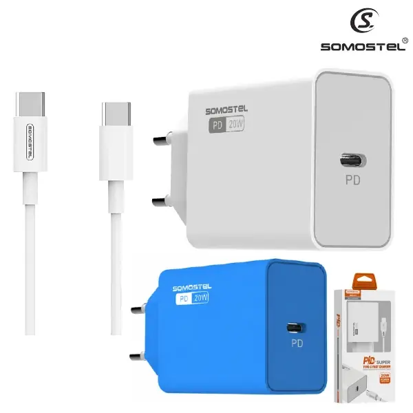 Cargador Pared PD+Cable Tipo-C A Tipo-C
