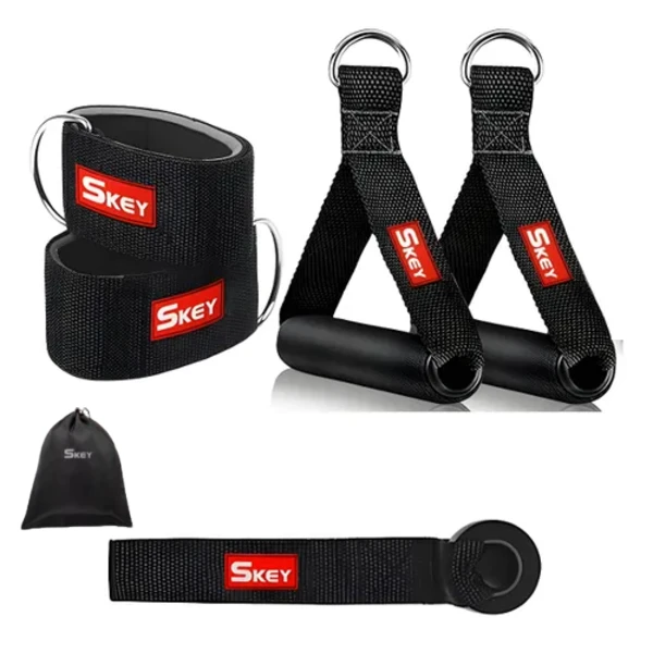 Set de 2 Agarres Para Bandas+2 Tobilleras Para Pie+Correa Para Anclaje De Puerta
