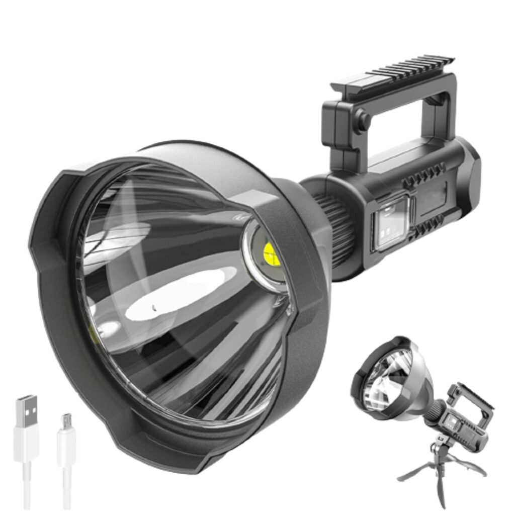 Linterna Led Recargable Con Tripode Y Power Bank