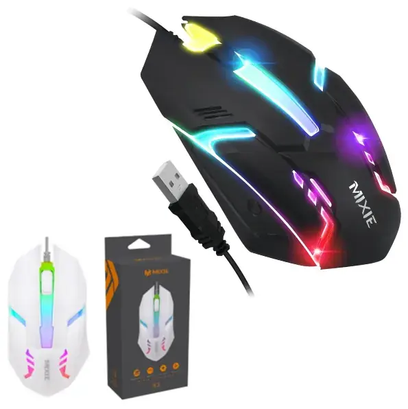 Mouse Mixie X3 / Cableado USB / 1000 DPI / Luces RGB