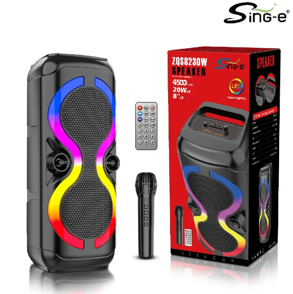 Parlante 8"x2 Bluetooth Con Microfono Y Control