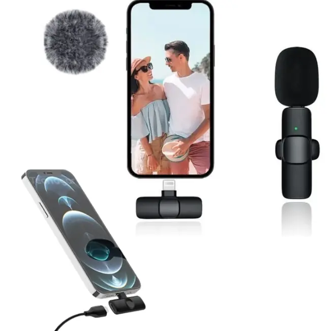 Microfono Inalambrico Solapero Para Iphone/Con Filtro/Con Puerto De Carga