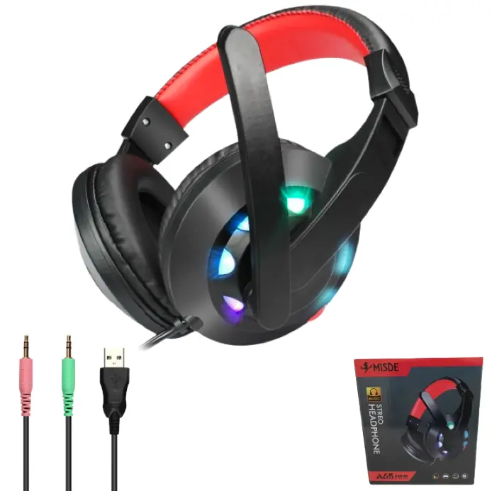Auriculares Gamer/Luces Led RGB/Microfono/3.5MM Con Control de Volumen