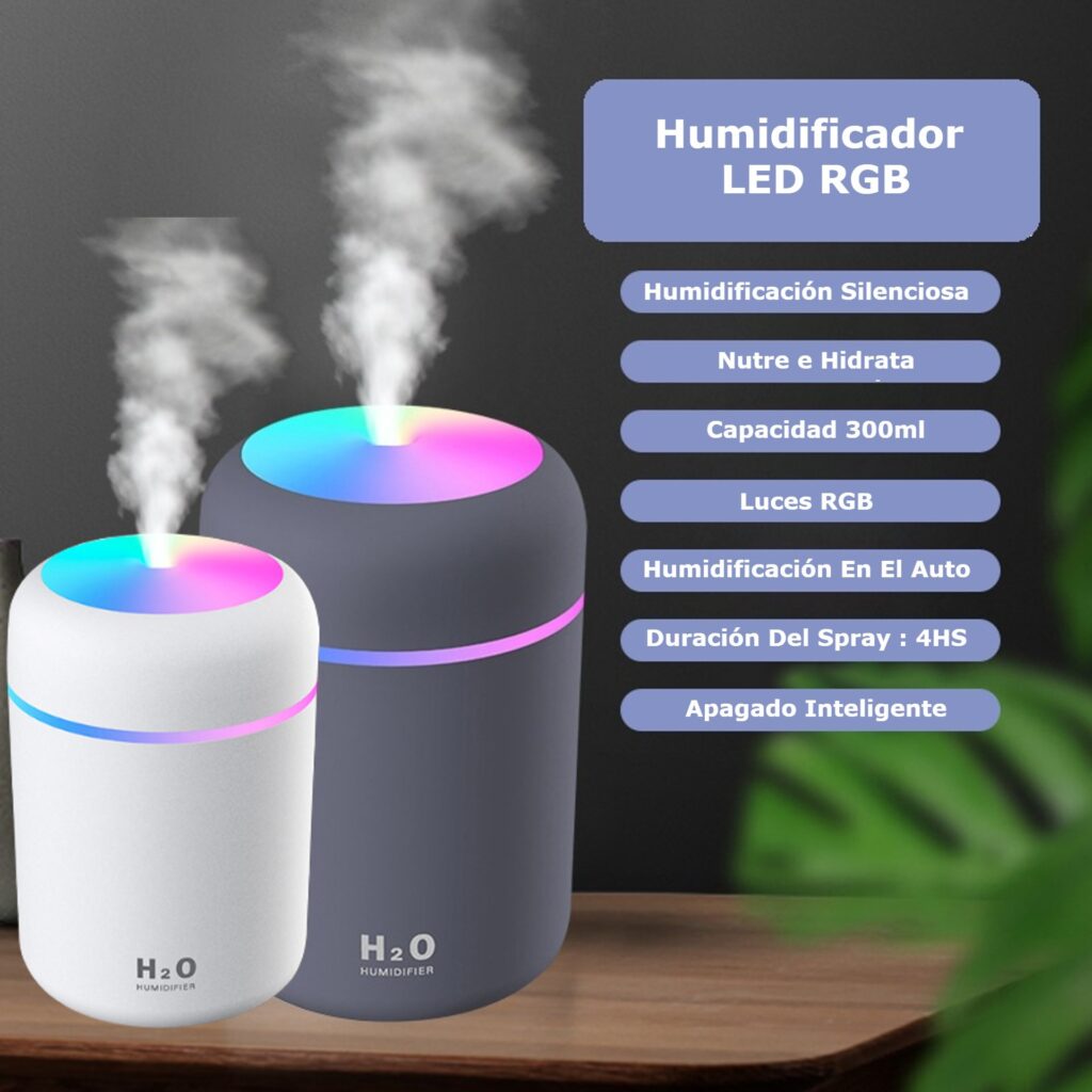 Aromatizador Difusor Vaporizador Humidificador USB/RGB LED/300 ML