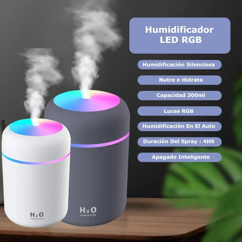 Aromatizador Difusor Vaporizador Humidificador USB/RGB LED/300 ML