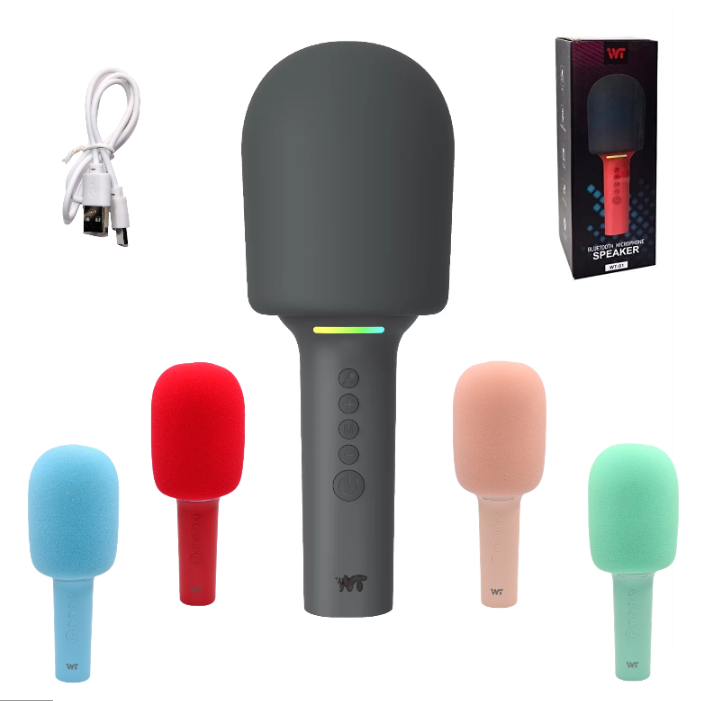 Microfono Bluetooth Inalambrico Karaoke Con Parlante Y Luces/Aux 3.5mm/MicroSD